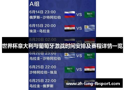 世界杯意大利与葡萄牙激战时间安排及赛程详情一览